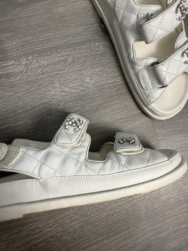 Sandali Chanel Interlocking CC Logo Pelle di Agnello Slingback Papà Donna Taglia 7-7,5 - Foto 4 di 10