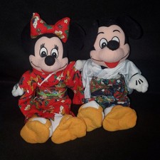 Disney Store Bean Bag Plush Mickey and Minnie Mouse Japanese Kimonos