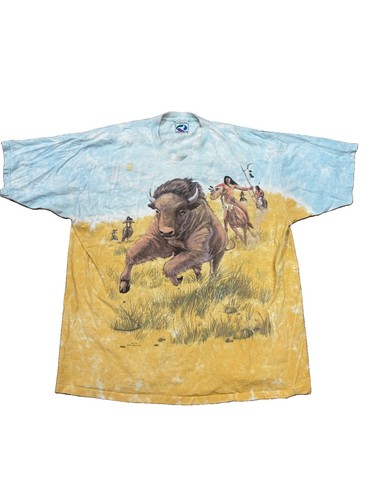 Liquid Blue XXL Vintage 1990s Brian Fox Double-Sided Bison T-Shirt ONE OWNER!