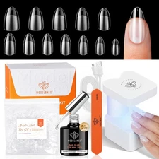 Gel X Nail Kit, Medium Almond Gel x Nail Tips, 9-in-One Nail Glue & Portable ...