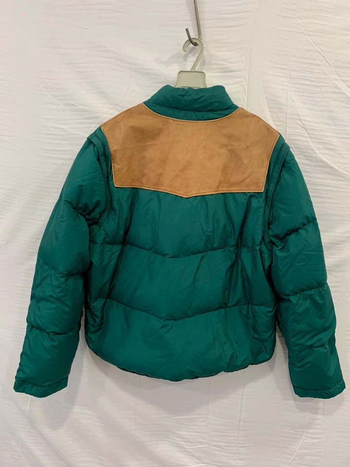 Chaqueta de Plumón Schott NYC Chaleco de Cuero Western Vintage Hecho en EE. UU. Verde Tostado 2XL #122 Foto 2 de 4