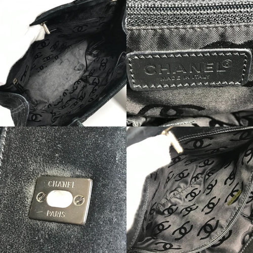 CHANEL CC Coco Mark Stitch Matelassé Quilted Tote Bag Handbag Suede Black Auth - Picture 9 of 10