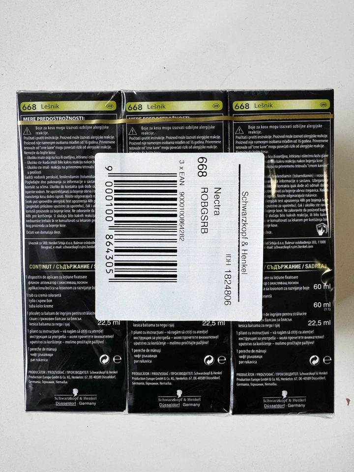 3er-Pack Schwarzkopf Nectra Color 668 Hazelnut / Haselnussbraun (Restposten MHD - Bild 2 von 4