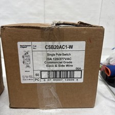 Pass  Seymour CSB20AC1-W Commercial Grade Switch 1 Pole 20 Amp 120/277 10pk