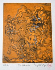 Universum Original Radierung handsigniert 20 x 16,5 cm auf Bütten
