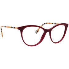 Burberry Eyeglasses B 2325 3916 Polished Bordeaux Cat Eye Frame Italy 53[]16 140