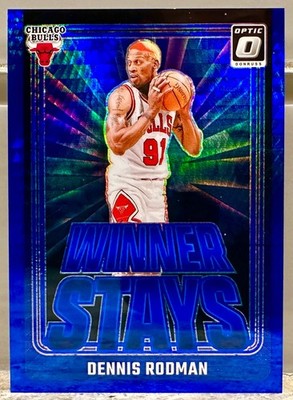 JERSEY NUMBER MATCH! 2024 Panini Donruss Optic Dennis Rodman Blue Hyper 91/175!