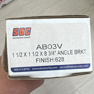 SDC Security Door Controls AB03V Angle Bracket 8 3/4in 628 Silver w/ Screws