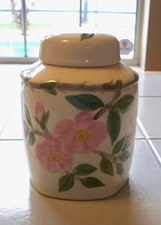 Franciscan Hand Painted Desert Rose 6 Sided Tea Canister Caddy As Is