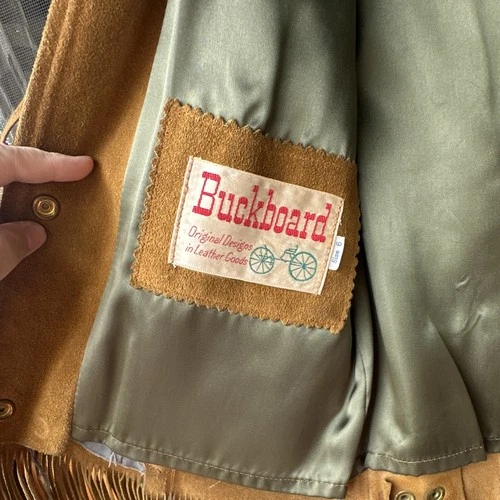 VTG 60s-70s Buckboard Woman’s Leather Fringe Western Snap Front Lined Jacket image 3