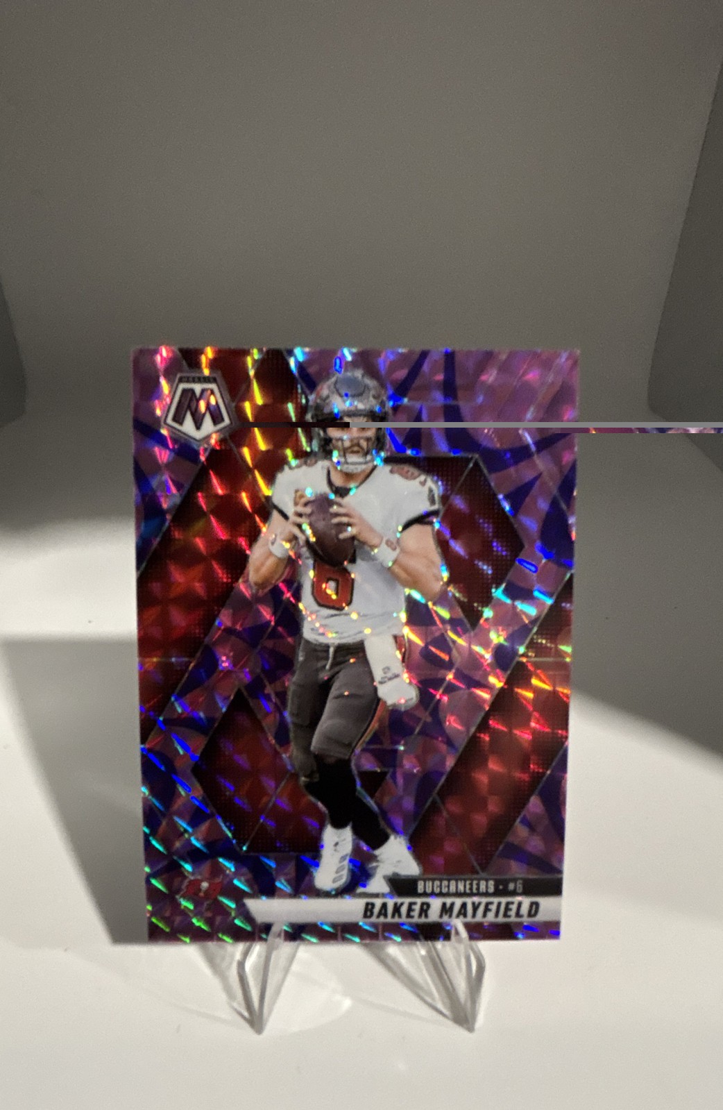 2025 Panini Mosaic - Baker Mayfield #82 Reactive Purple Mosaic Prizm