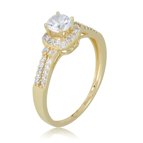 AVORA 10K Yellow Gold 0.50 Carat Cubic Zirconia CZ 2-Row Anniversary Bridal