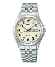 SEIKO ALBA AQGK470 Cream quartz analog Men's Watch New in Box