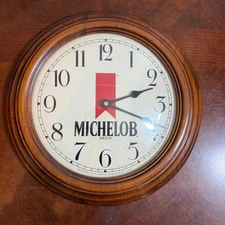 VTG Michelob Beer  Wood Wall Clock Bar Pub Man Cave Decor Anheuser-Busch