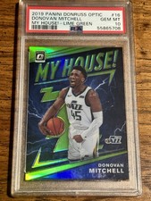 2019-20 Donruss Optic My House Donovan Mitchell #16 Lime Green Prizm /149 PSA 10