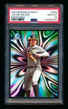 2023 BOWMAN CHROME JACOB WILSON RC MOOD RING REFRACTOR ATHLETICS ROOKIE PSA 10!