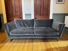 Rose & Grey Contemporary/Modern Grey Velvet Sofa, 4 Seater 220x95x70cm