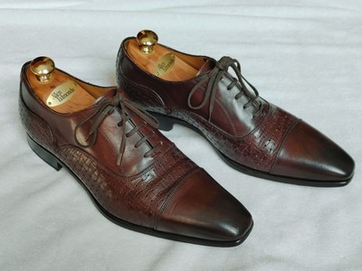 Paul Frederick size 10 Brown Woven Cap Toe Oxford Made In Italy dress shoes