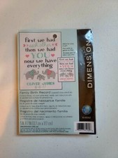 Dimensions Counted Cross Stitch Kit 5X7 Family Birth Record 14 Count BRAND NEW