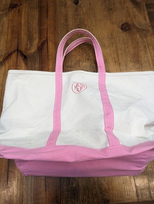 Vintage LL Bean Boat And Tote Bag Pink Monogrammed Made In USA Zip 