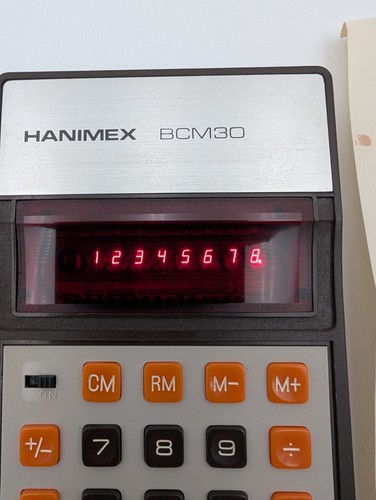 Hanimex BCM30 Vintage 8 Digit Red LED Calculator with Sleeve - Picture 3 of 20