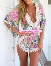 Women Ladies Clubwear V Neck Playsuit Bodycon Party Jumpsuit Romper Trousers Hot