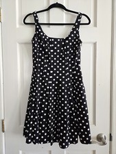 Chaps Women's Size 6P Petite Black & White Polka Dots Short, Sleeveless Dress...