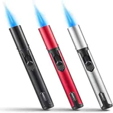 3 Pack Butane Torch Lighters, 6-Inch Refillable Pen Lighter Adjustable Jet Flame