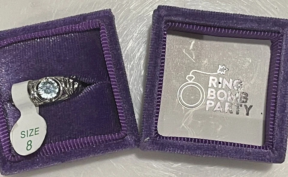 Anillo Bomba Fiesta RBP Retro OG Banda Aguamarina Talla 8 Nuevo Con Etiquetas Foto 3 de 3