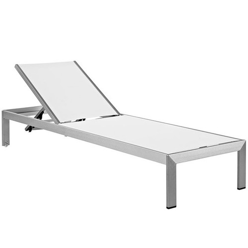 4 Outdoor Lounge Sun Chairs Black, White, Gray Textiline Mesh Brushed Aluminum - Picture 18 of 24
