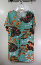 New  Blue Time Dress Size M Multi Color Floral Pull Over V Neck Short Sleeve