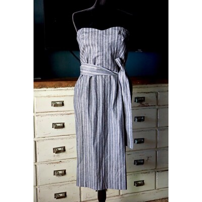 NWOT New Rachel Roy Strapless Denim Stripe Dress $150 Grey Size 8 pinstripe  | eBay