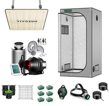 VIVOSUN Gray Grow Tent Complete Kit w/ Inline Fan & LED Grow Light & Accessories