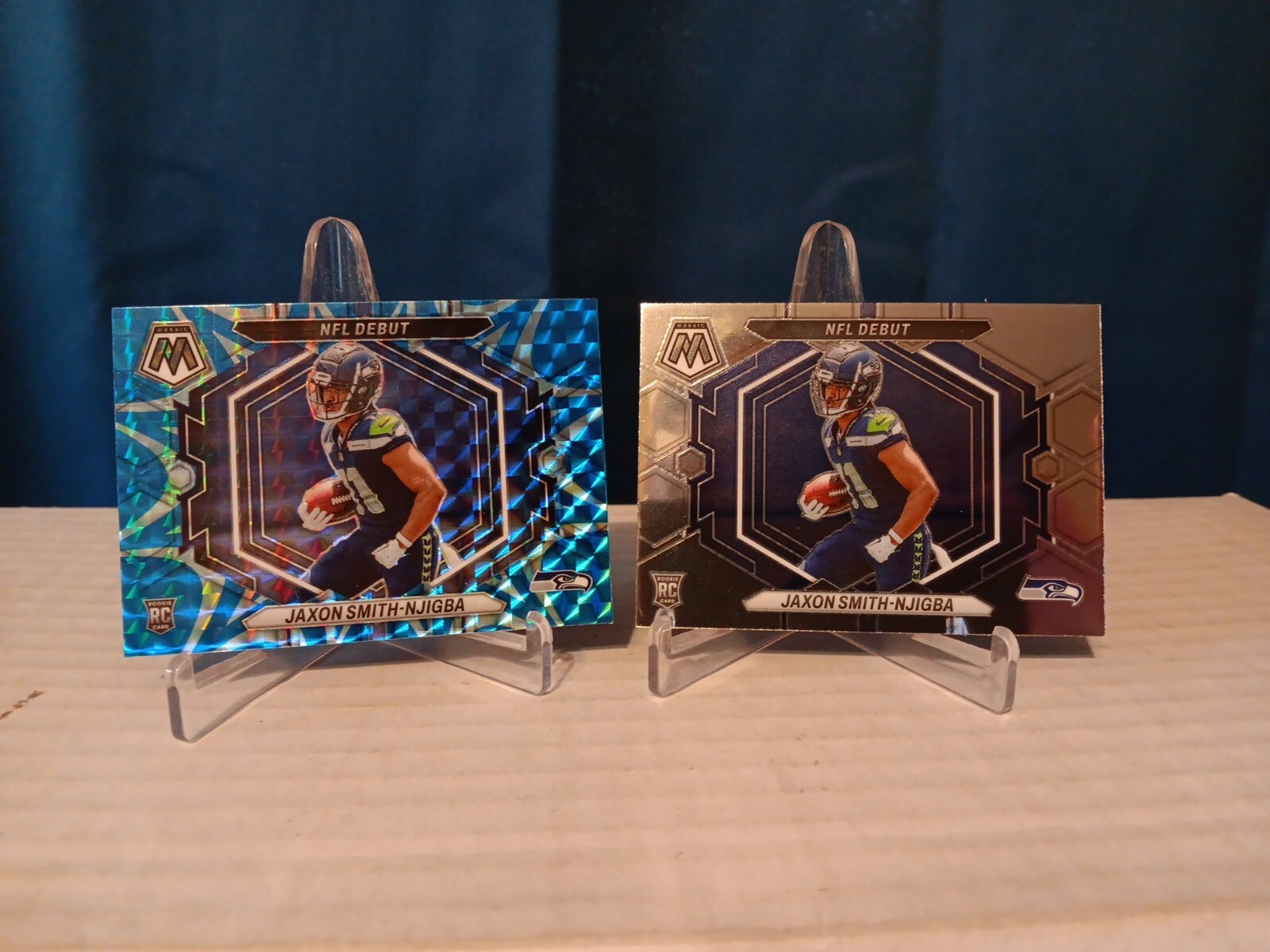 2023 Mosaic Jaxon Smith-Njigba Rookie NFL Debut Blue Reactive Prizm & BASE