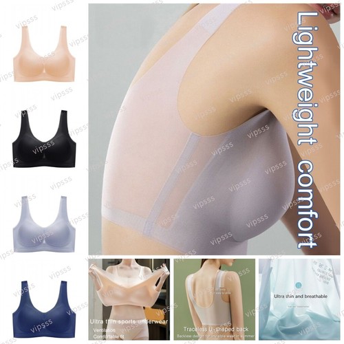 Seamless Bras Thin Ice Silk Push Up Padded Bra Women Comfort Summer Bralette UK