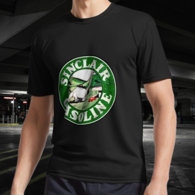 T-shirt Homme Gildan Sinclar Dino Gasoline - Logo Drôle, Coton épais, Tailles S-5XL