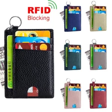 Unisex Front Pocket Minimalist Leather Slim Wallet RFID Blocking ID Card Holder