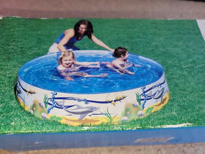 Bestway Ocean Life Fill n Fun Splash & Play 60'' Kids Swimming Pool Ridged Walls