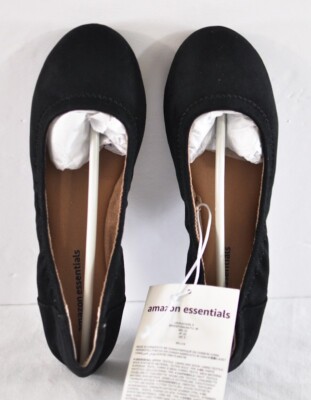 girl's Amazon Essentials ballet flats size 5 black suede slip-on cushioned