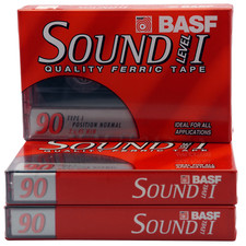 3 X BASF SOUND LEVEL I 90 Minutes Blank Audio Cassette Tapes (1997) New & Sealed