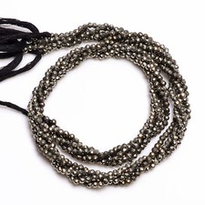 2.5MM Natural Pyrite Faceted Round Rondelle Beads For Jewelry 33 cm Strand EB-33