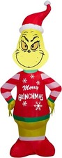 4' Airblown Inflatable Grinch with Ugly Christmas Sweater Christmas Decor Gemmy
