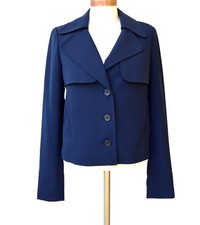Ann Taylor Navy Blue military style 3 button Blazer Jacket Top Sz 4