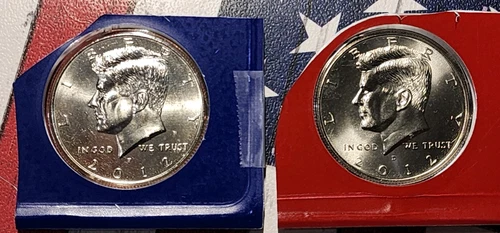 2012 P+D KENNEDY HALVES- UNCIRCULATED IN MINT PLASTIC   "FREE SHIPPING"