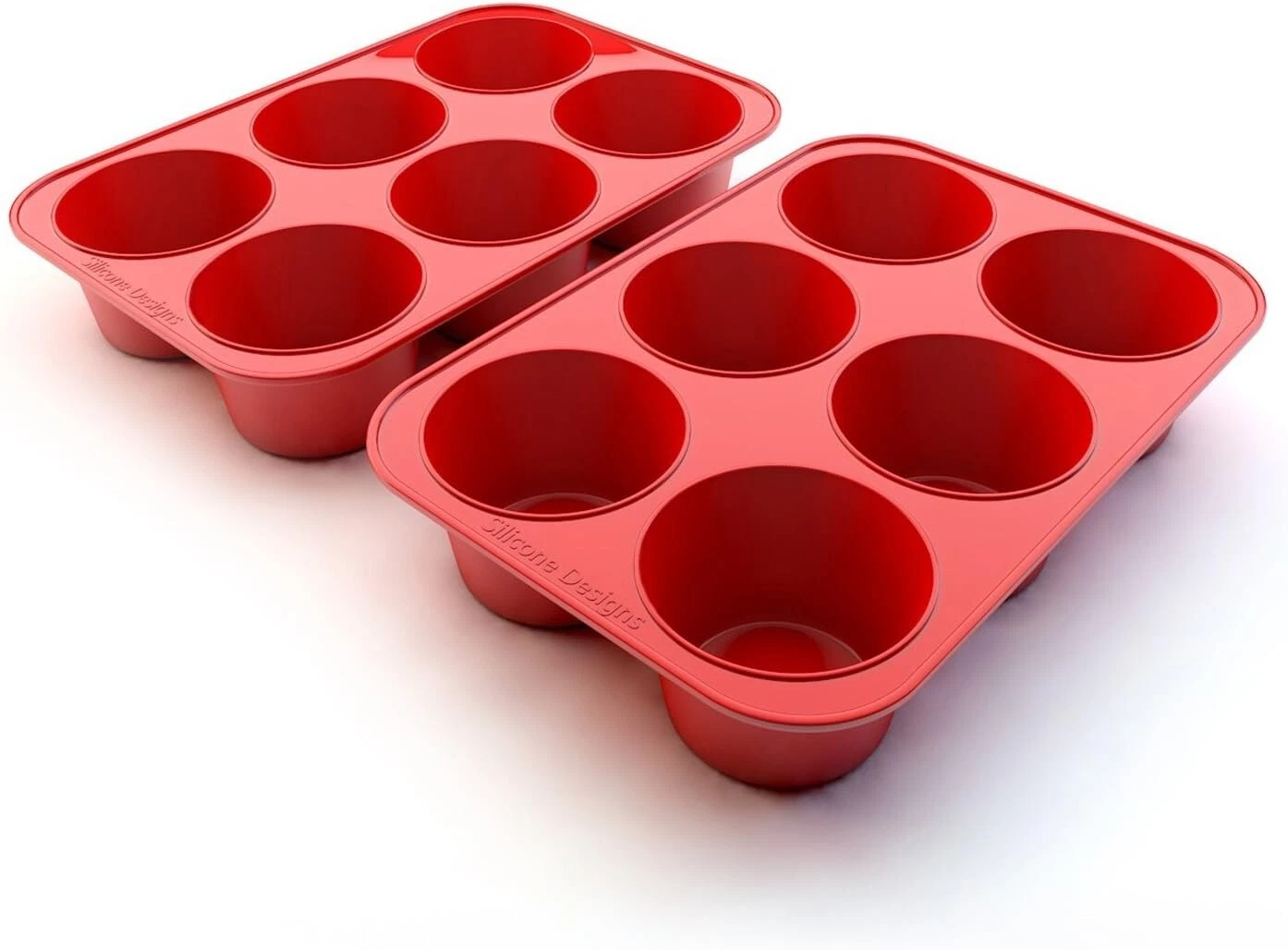 Silicone Texas Muffin Pan 6-Cups, Jumbo Muffin Pan Set of 2, BPA-Free Non-Sti...