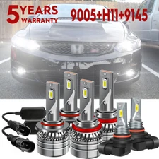6PC LED Headlight High/Low Beam & Fog Light Bulbs Kit For Honda Civic 2006-2015