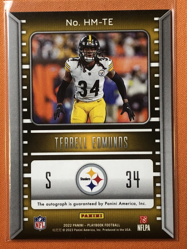 2022 Panini Playbook Football Auto Hash Marks Terrell Edmunds /49 #HM-TE - Image 2 of 2