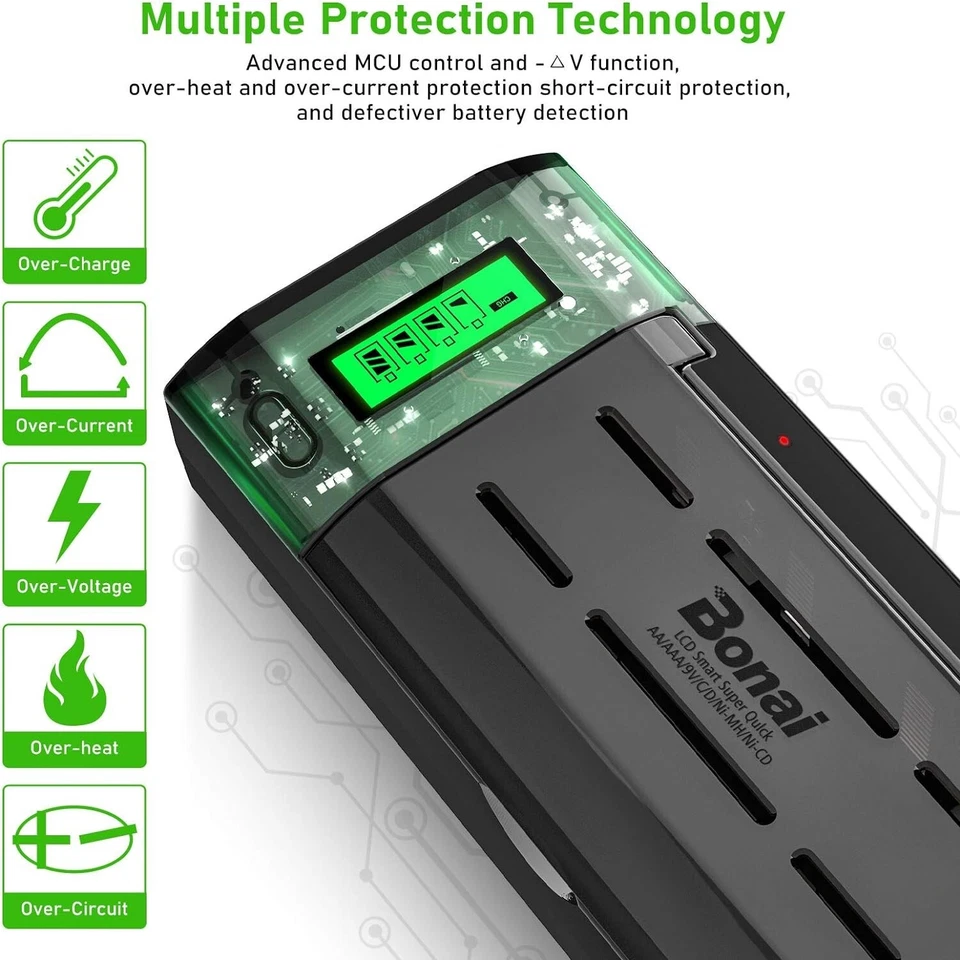 Batterie Akku Ladegerät LCD für AA/AAA/SC/C/D/9V NIMh wiederaufladbare Batterien - Bild 4 von 4