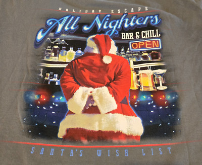 Paradise Shores Men's T Shirt XXL All Nighters Bar & Chill Santa's Wish List