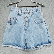 LEI Womens Size 5 Mid Rise Button Fly Mom Jean Shorts Blue Denim